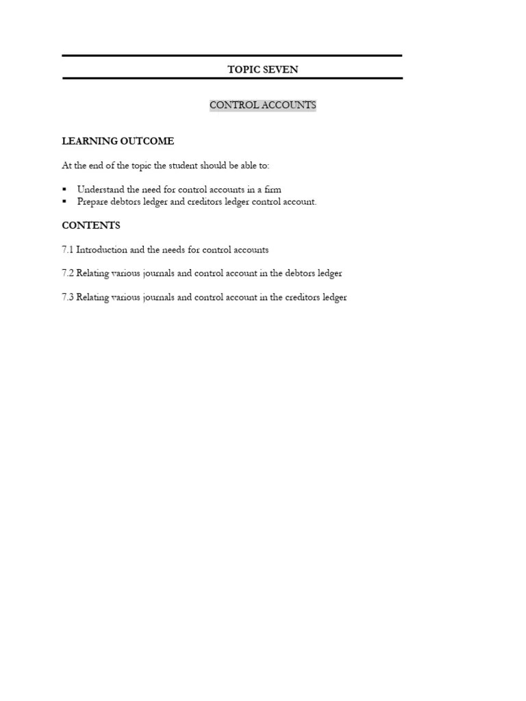 Control Accounts | PDF | Debits And Credits | Business