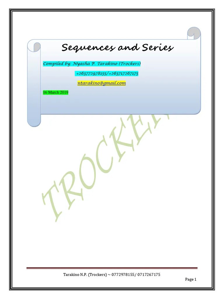 Sequences And Series - By Trockers | PDF | Sequence | Summation