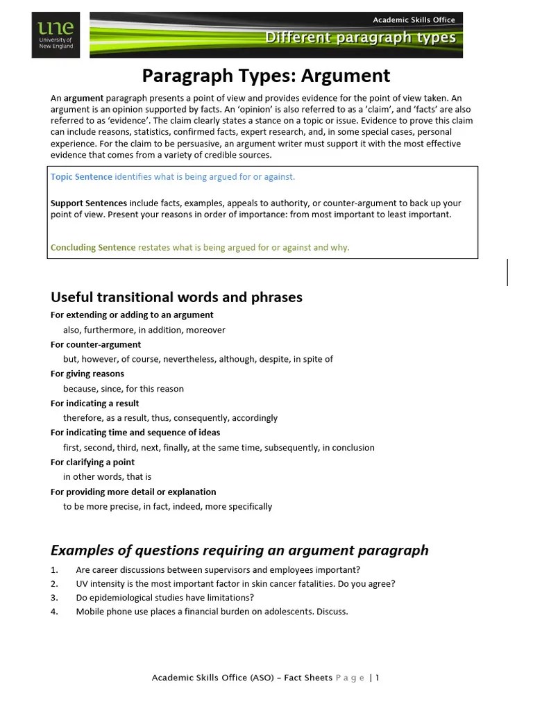 Paragraph Argument | PDF | Argument | Evidence