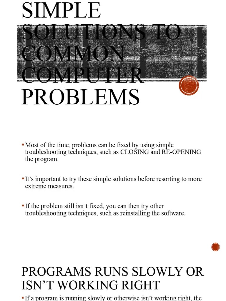 Simple Solutions To Common Computer Problems | PDF | Computer Virus ...