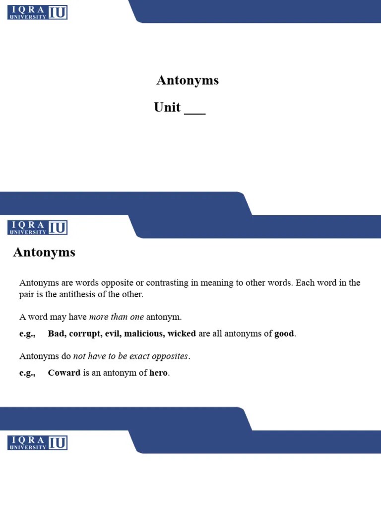 Antonyms | PDF | Human Communication | Semantics