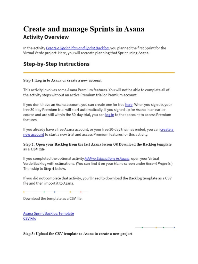 Activity - Create And Manage Sprints In Asana | PDF | Scrum (Software ...