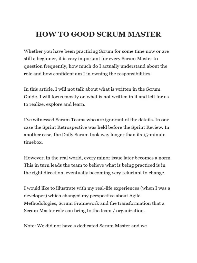 How To Good Scrum Master | PDF | Scrum (Software Development) | Agile ...