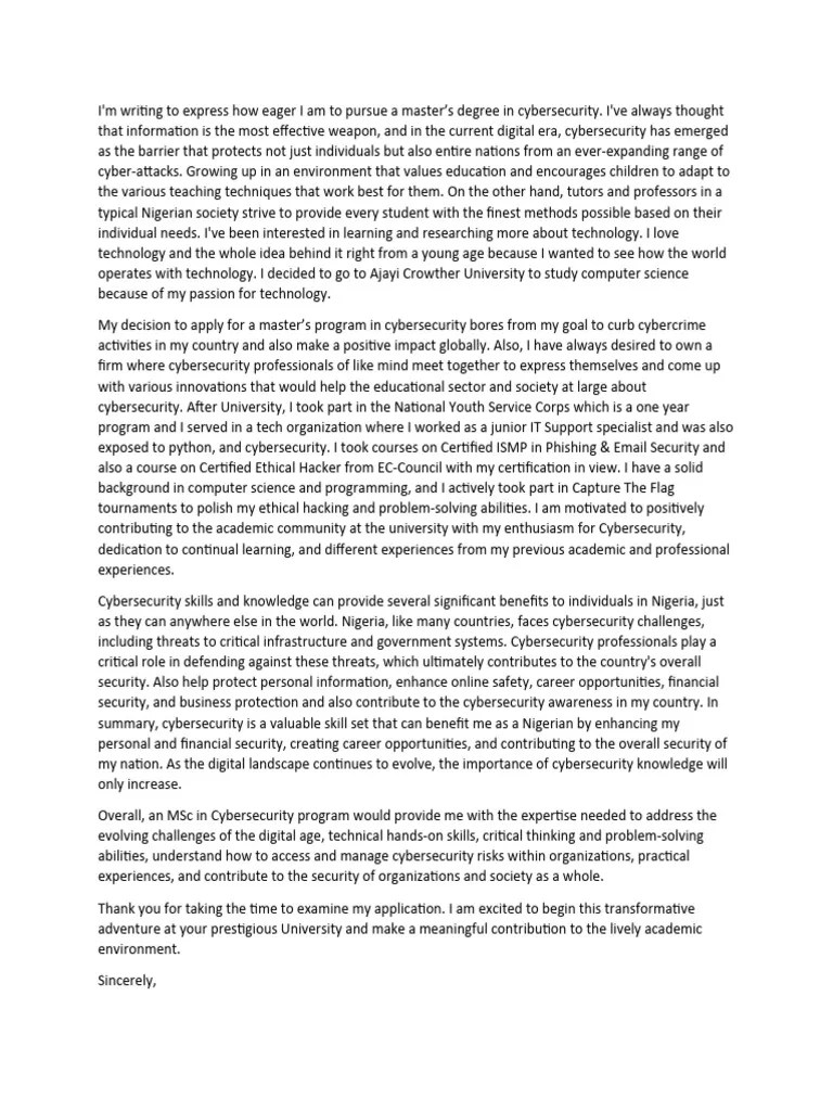 Motivation Letter | PDF | Computer Security | Security