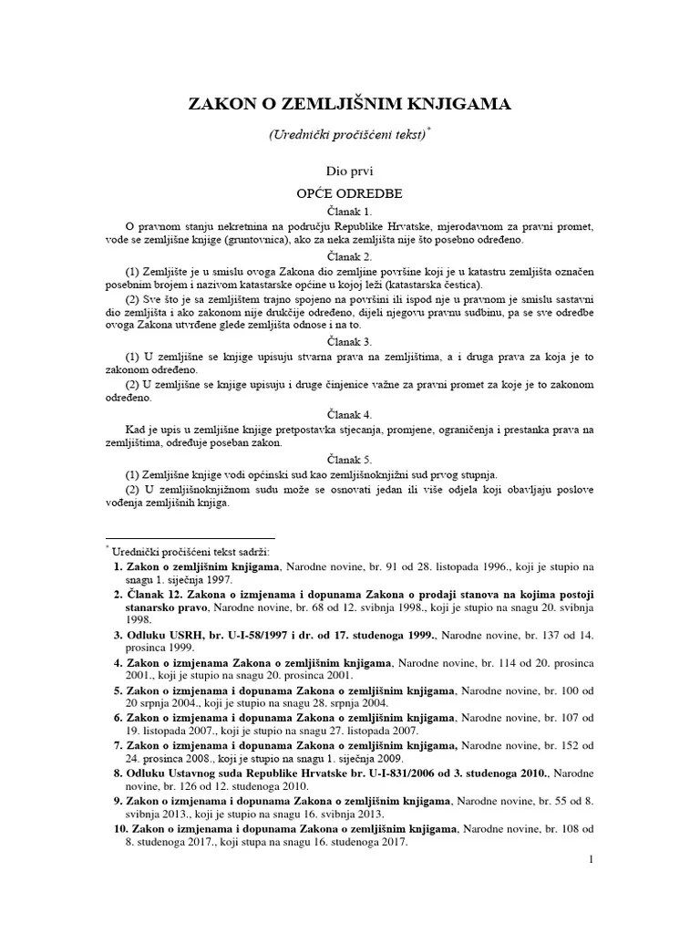 Zakon O Zemljisnim Knjigama | PDF