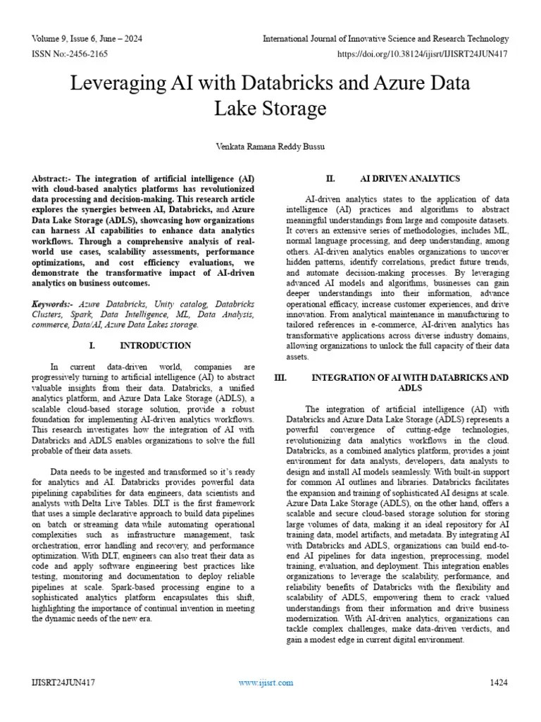 Leveraging AI With Databricks And Azure Data Lake Storage | PDF | Artificial Intelligence ...