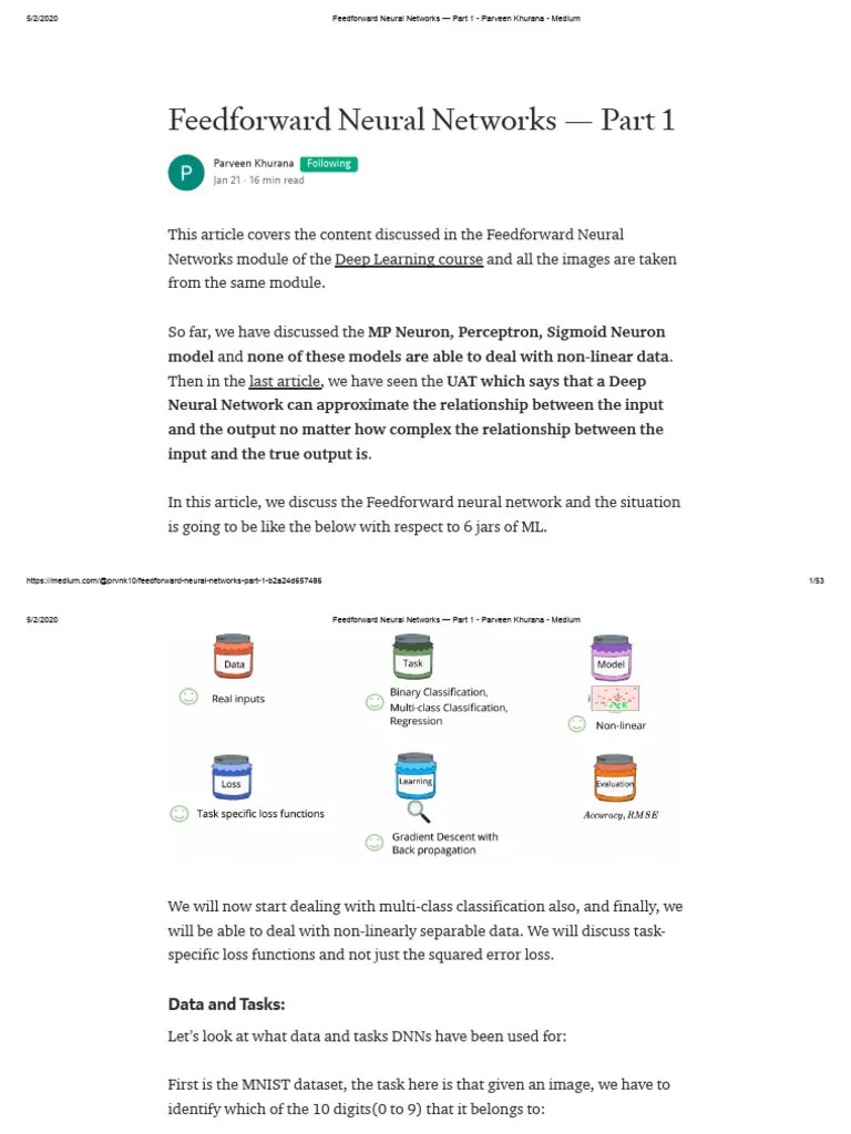 Feedforward Neural Networks - Part 1 - Parveen Khurana - Medium | PDF ...