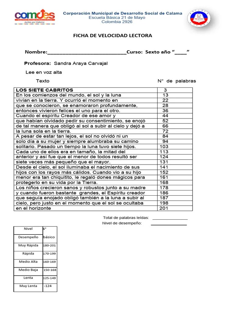 Ficha De Comprensión Lectora | PDF