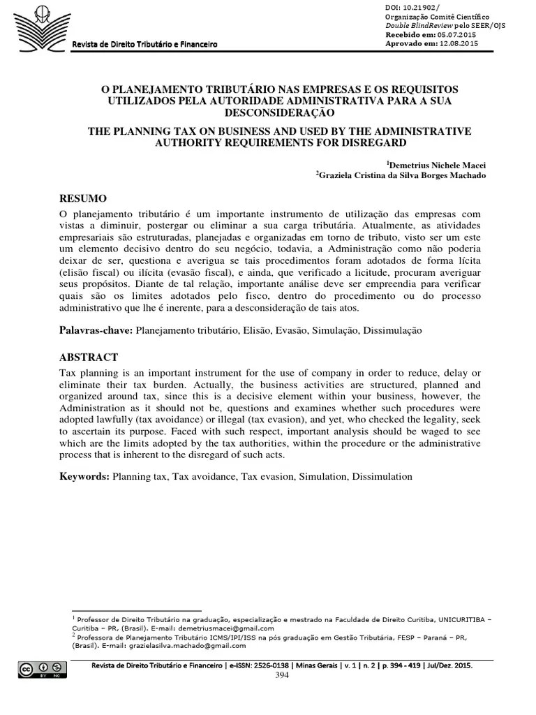 Planejamento Tributário | PDF | Evasão Fiscal | Taxa De Crédito