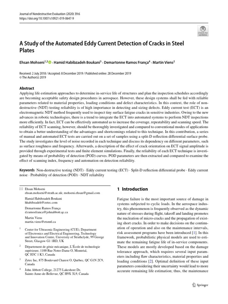 A Study Of The Automated Eddy Current Detection Of Cracks In Steel ...