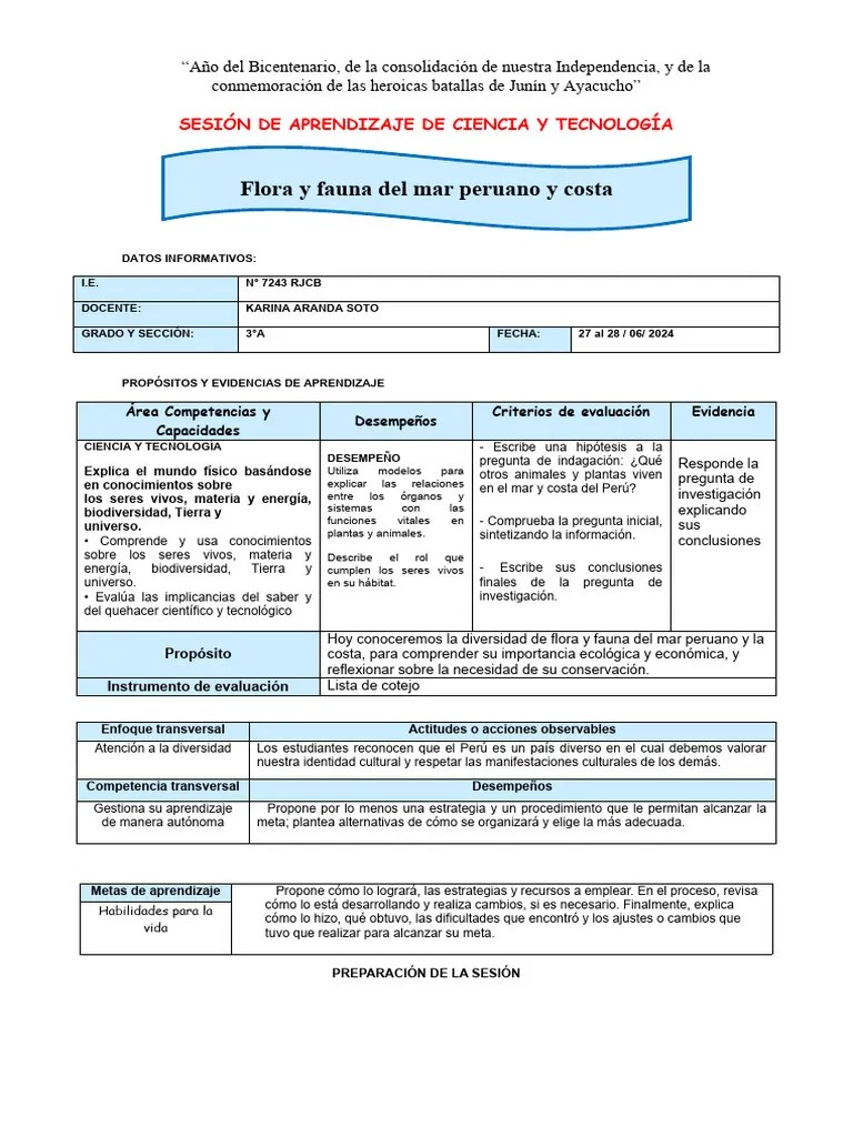 SES CYT FLORA Y FAUNA MAR Y COSTA (2) | PDF | Biodiversidad | Perú