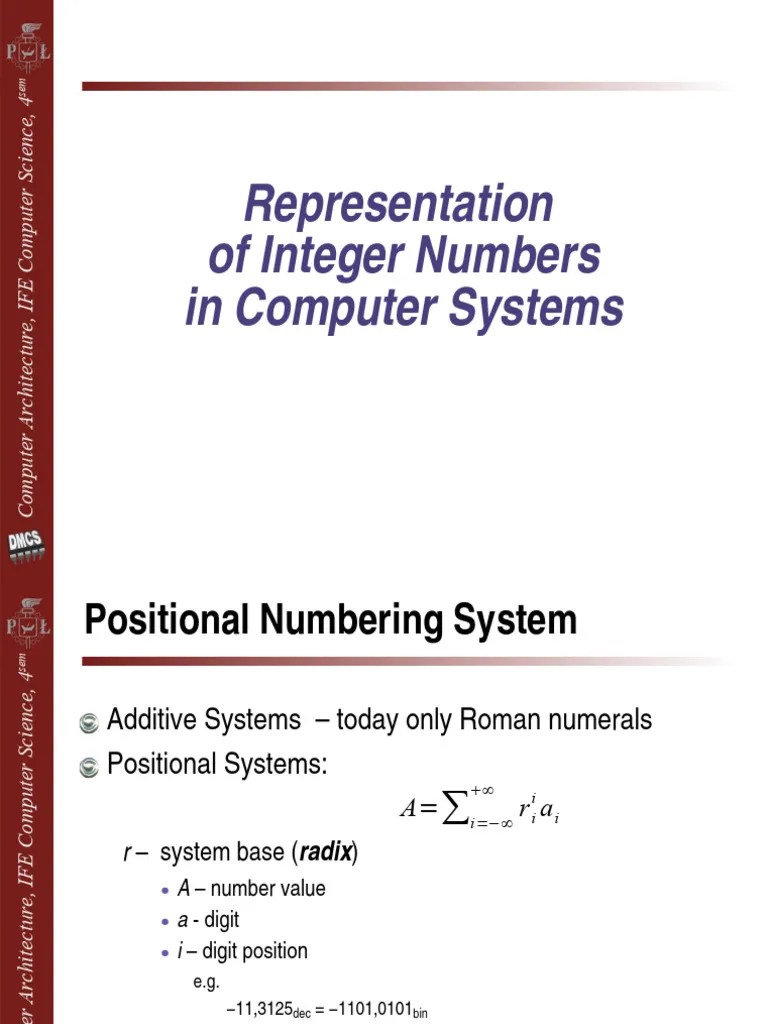 Integer Representation | PDF | Arithmetic | Mathematical Objects