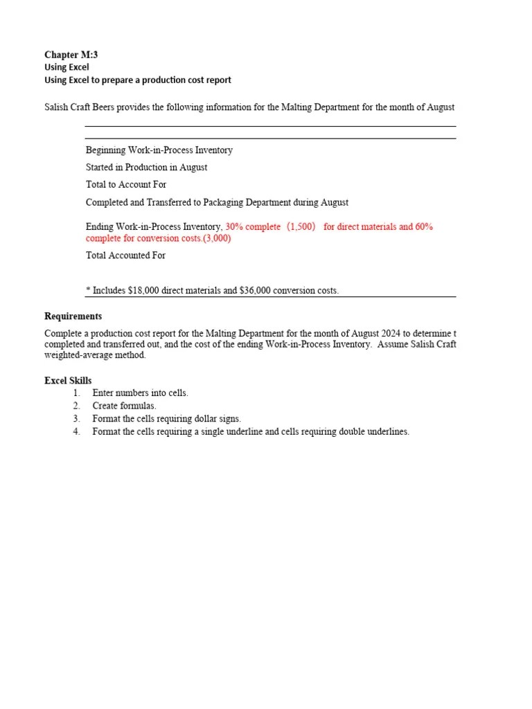 Ch03 Excel Problem Finished | PDF | Inventory | Management Accounting