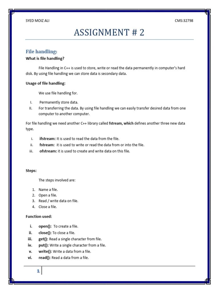 Assignment 2 | PDF | Computer File | Namespace