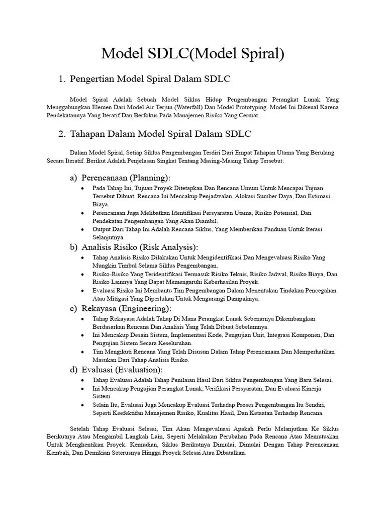 Model SDLC (Model Spiral) | PDF