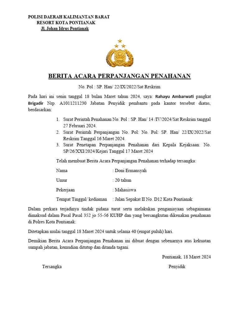 Ba Perpanjangan Penahanan | PDF