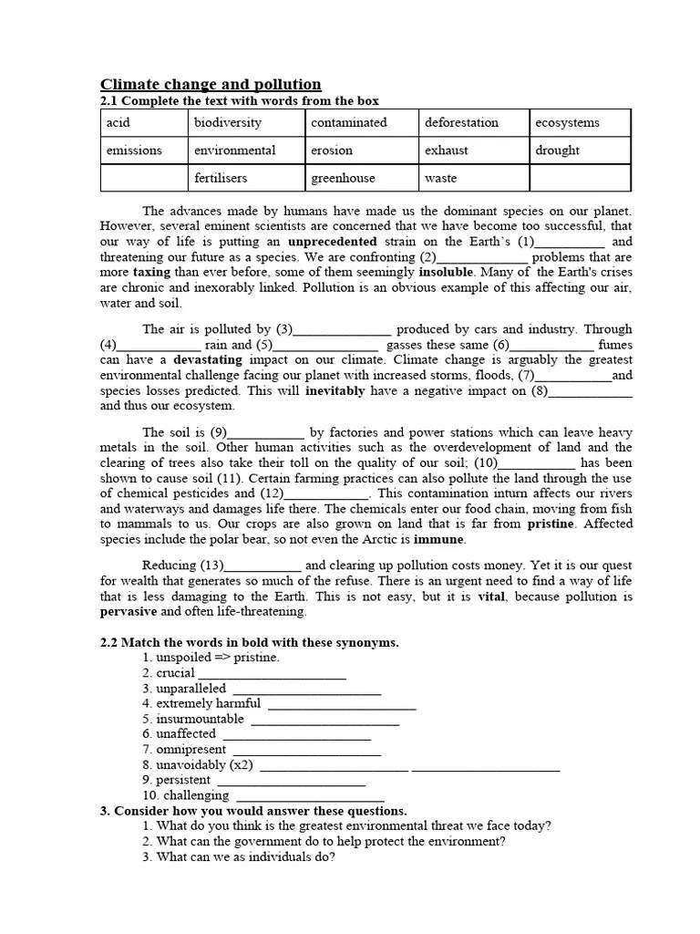 Climate Change And Pollution | PDF | Pollution | Climate Change