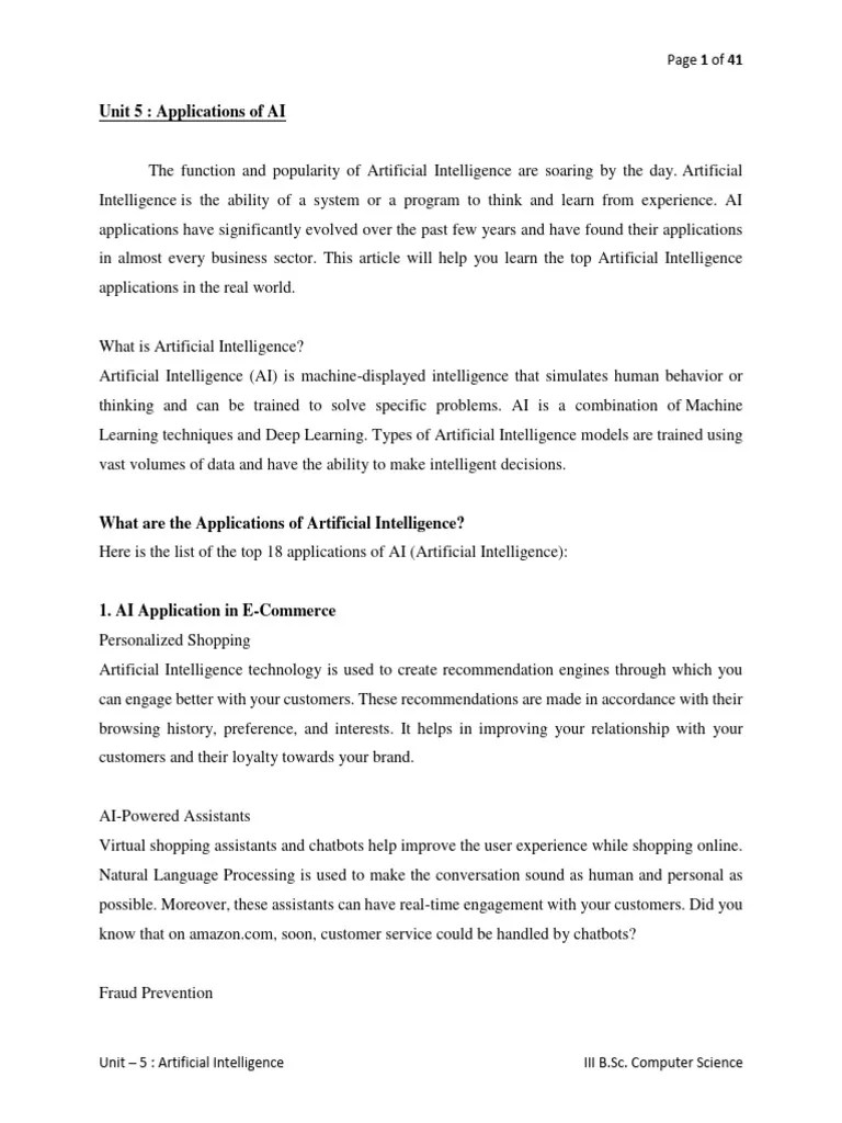 Unit V - AI | PDF | Artificial Intelligence | Intelligence (AI) & Semantics