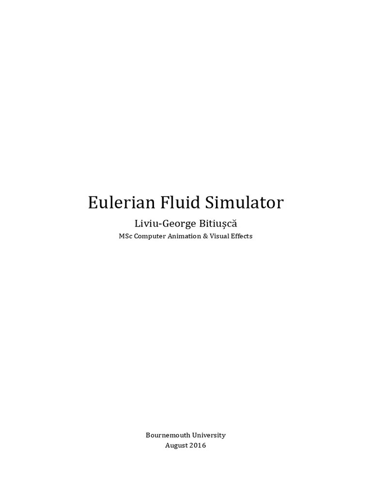 Liviu-George Bitiusca - Eulerian Fluid Simulator | PDF | Viscosity | Navier–Stokes Equations