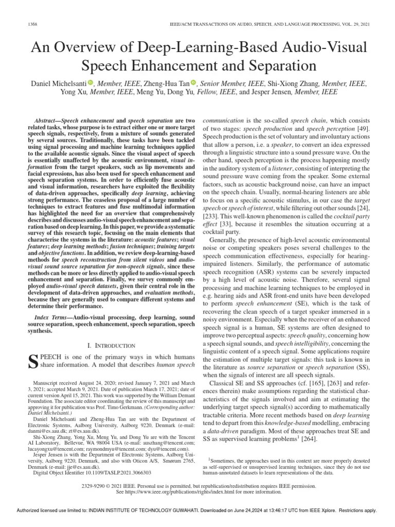 An Overview Of Deep-Learning-Based Audio-Visual Speech Enhancement And ...