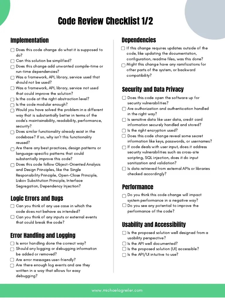 Code Review Checklist A4 | PDF | Source Code | Library (Computing)
