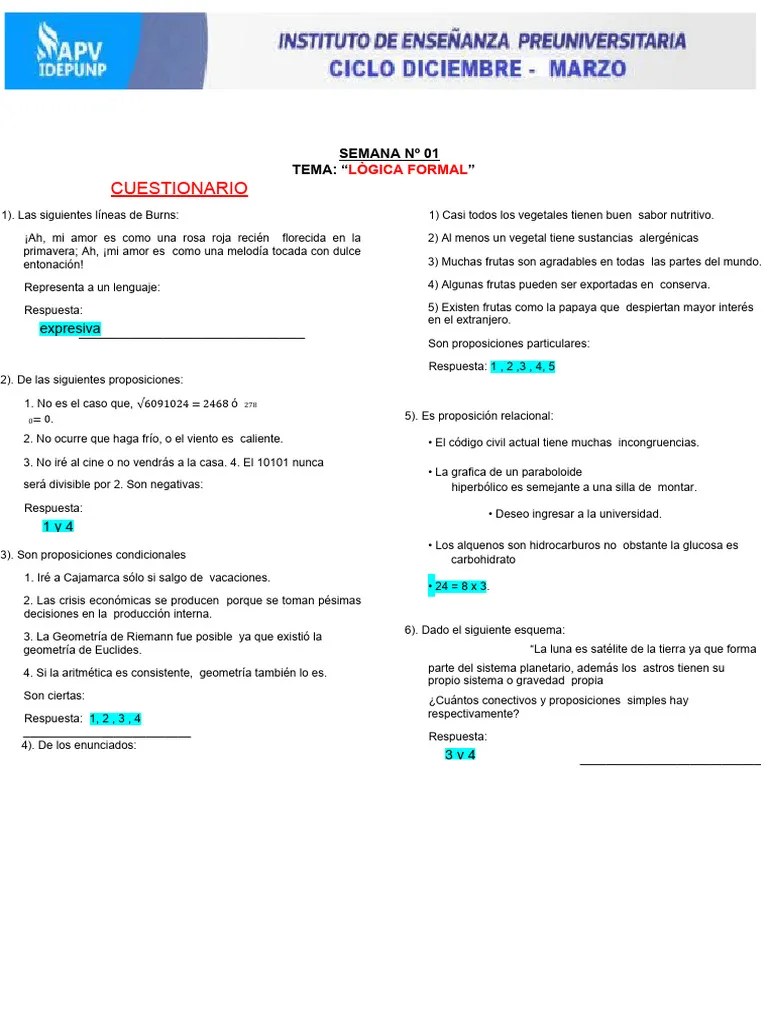 Semana 1 Raz. Logico - Modulo Pars Alumnos | PDF | Proposición