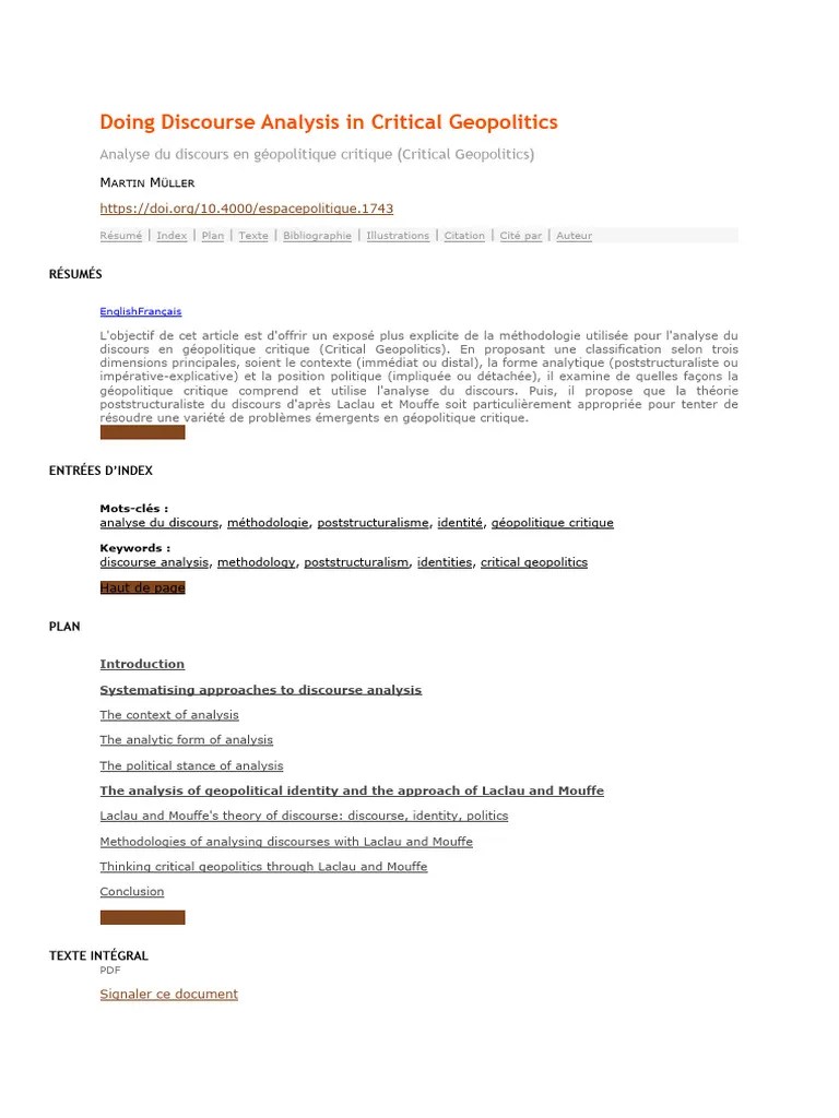 Critical Geopolitics | PDF | Discourse | Methodology