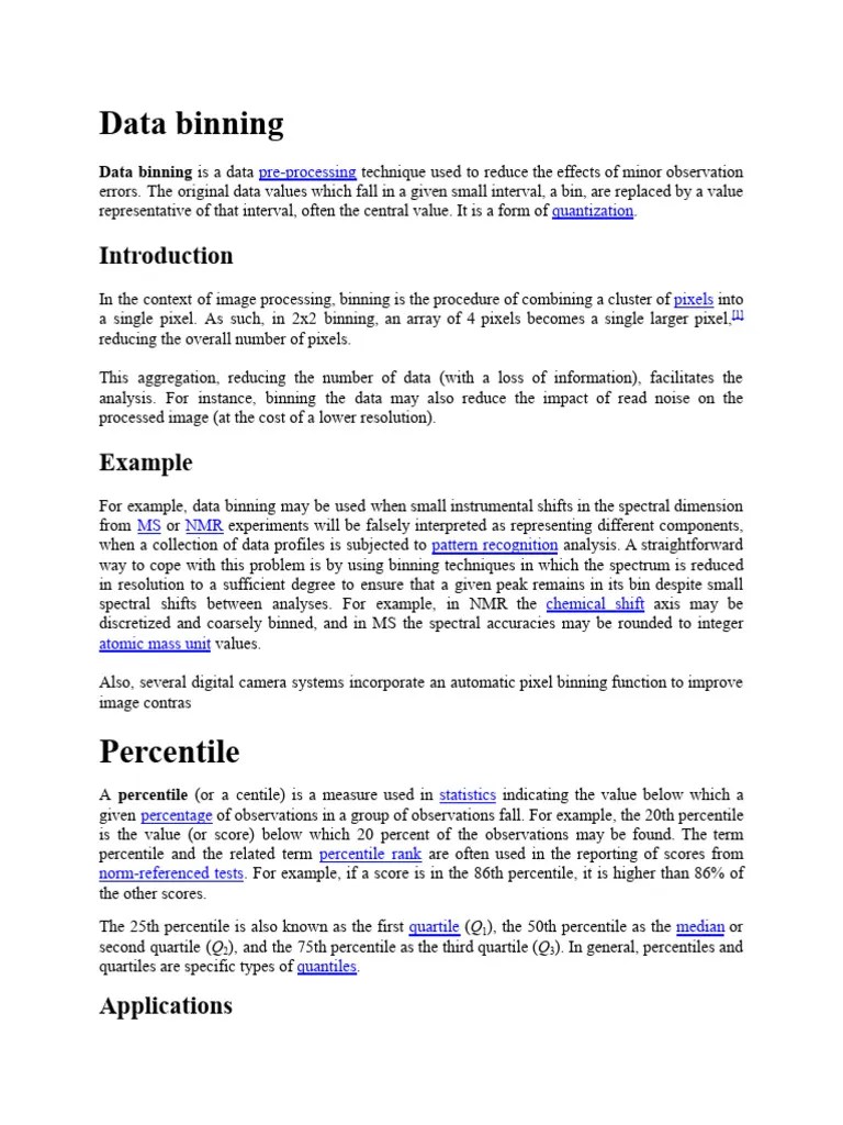 Data Binning | PDF | Percentile