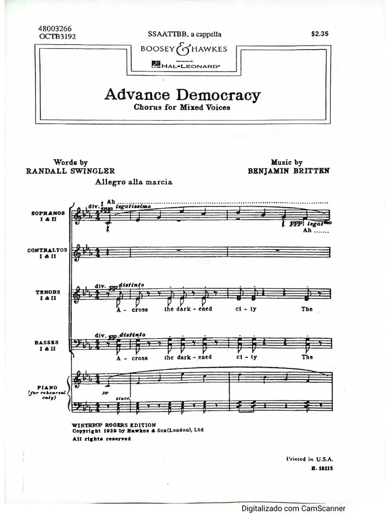 Advance Democracy - Benjamin Britten | PDF