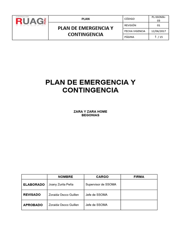 Plan De Emergencia Y Contingencia | Descargar Gratis PDF | Primeros ...