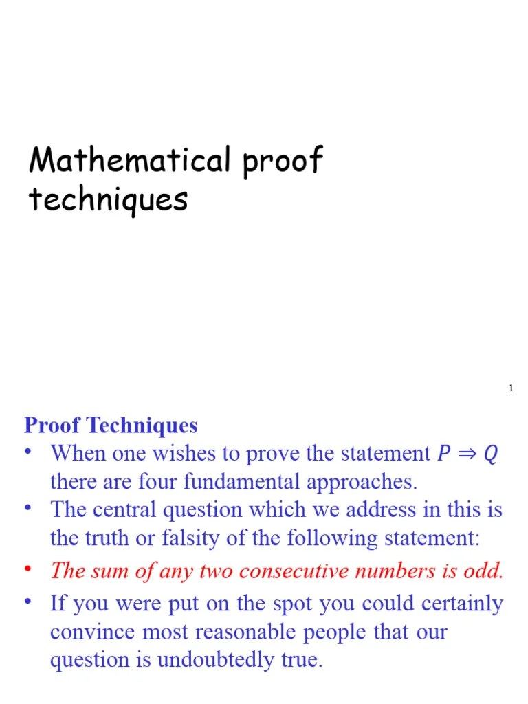 Recall On Proof Techniques In Mathematics - Overview Of A Computational ...