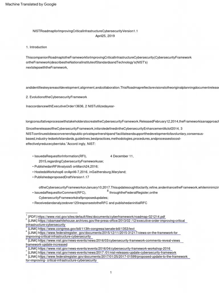 CSF Roadmap 1.1 Final 042519 | PDF | Computer Security | Security