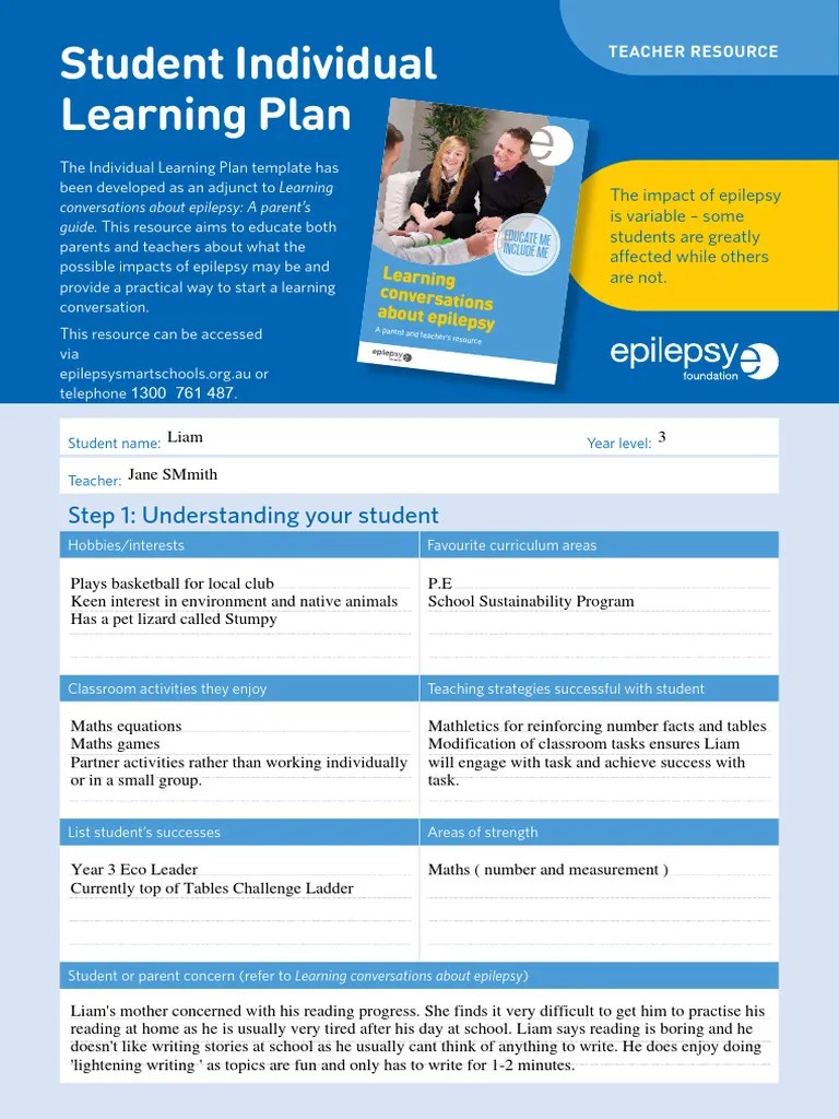 1334-Student-Individual-Learning-Plan_Sample2017 | PDF | Reading ...