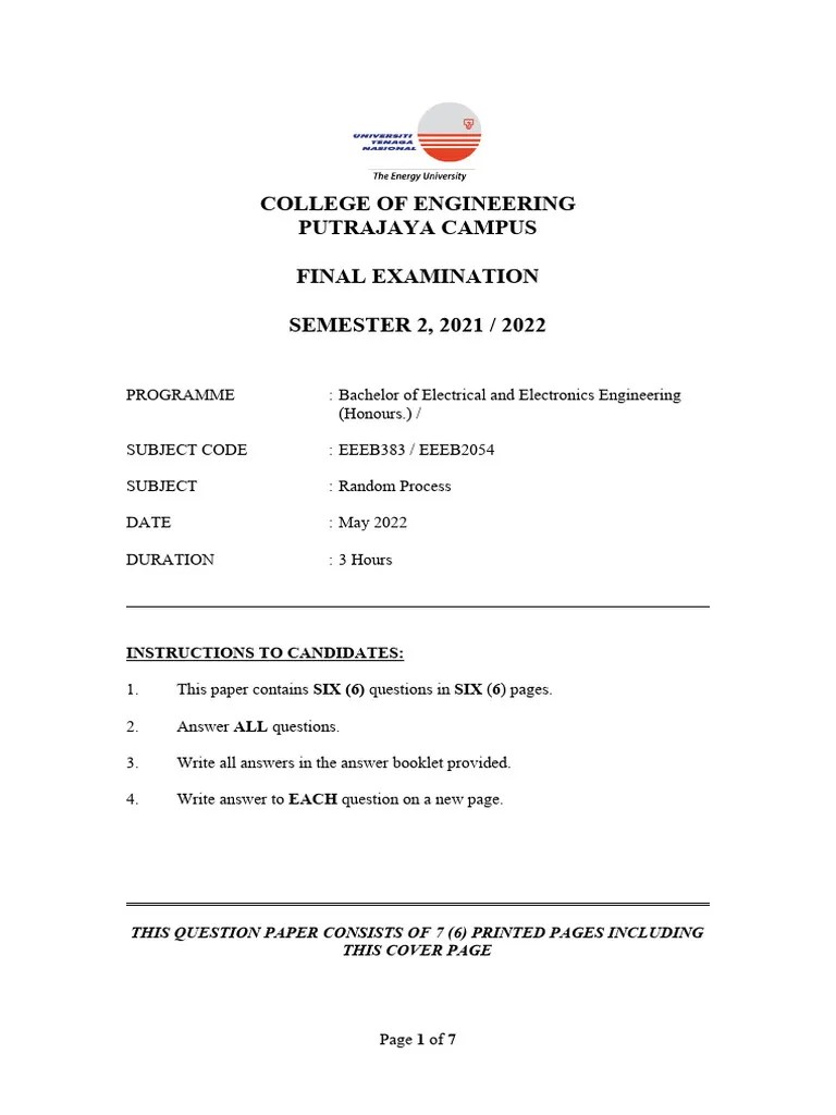 Final Exam Sem 2 21 - 22 | PDF | Electrical Substation | Probability ...