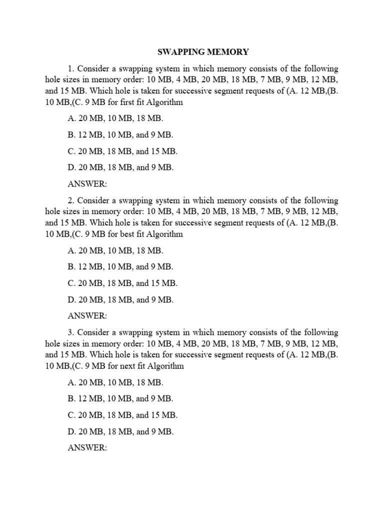 Swapping Memory | PDF