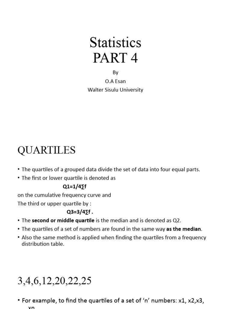 Statistics (Part 4) | PDF | Quartile | Mean