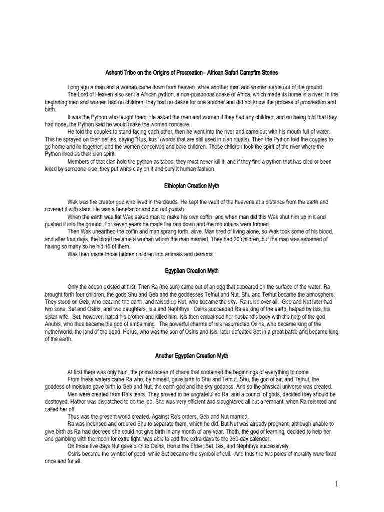 African And Egyptian Creation Myths | PDF | Isis | Ancient Near East ...