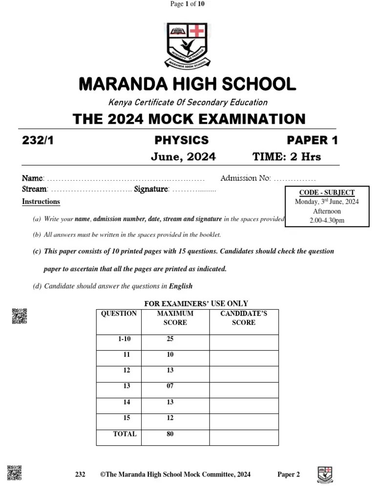 Mock 2024 Paper 1-3 | Download Free PDF | Mechanical Engineering | Quantity