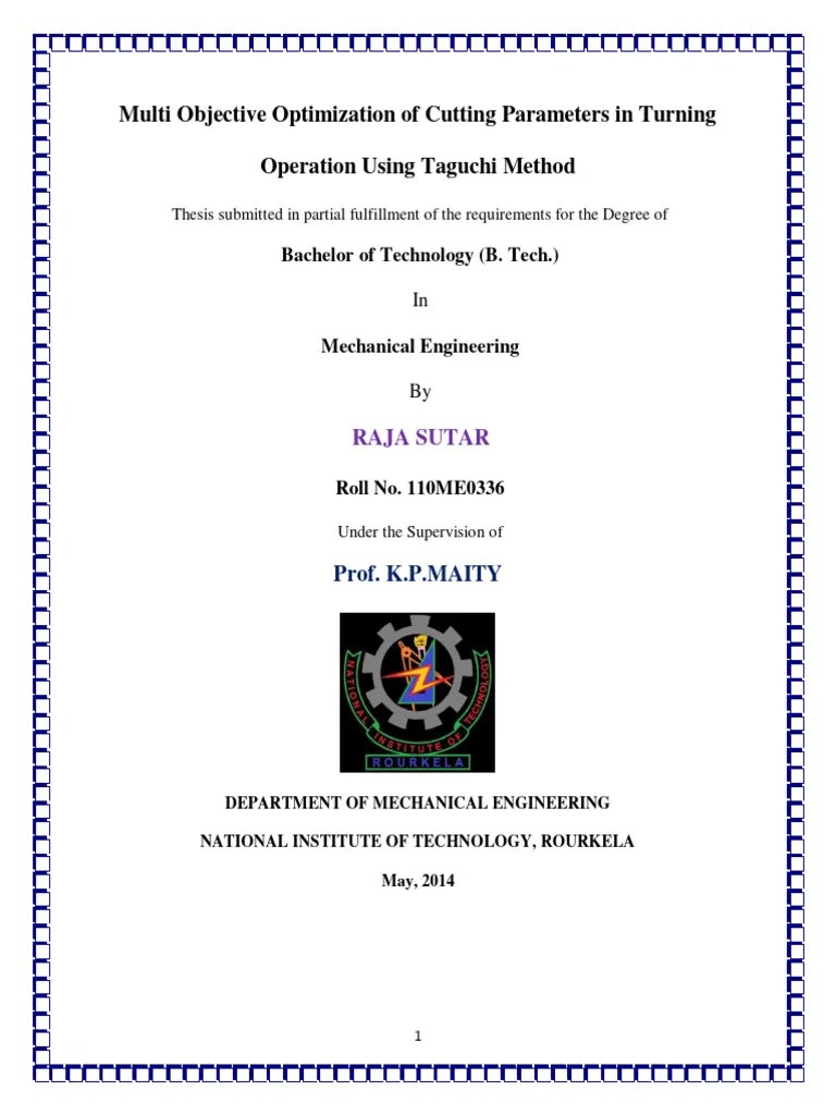 Multi Objective Optimization Of Cutting Parameters In Turning | PDF ...
