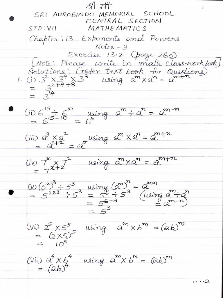 Exponents Notes | PDF