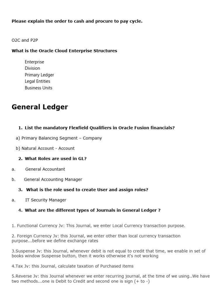 Oracle Cloud Interview Questions - V3 | PDF | Accounts Payable | Debits And Credits