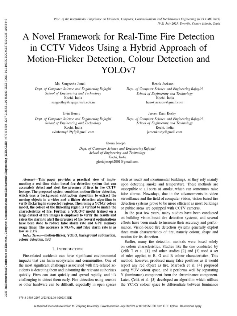 A Novel Framework For Real-Time Fire Detection In CCTV Videos Using A ...