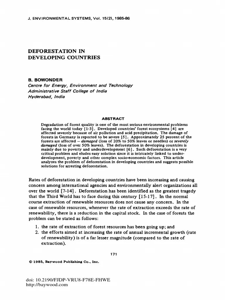 DEFORESTATION IN DEVELOPING COUNTRIES | PDF | Deforestation | Forests