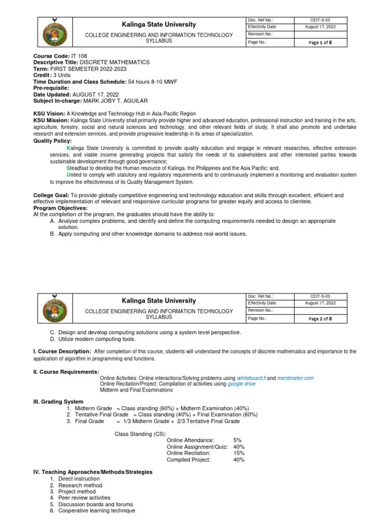 Discrete-Mathematics-Syllabus-ISO-formatGAD | Download Free PDF | Logic ...