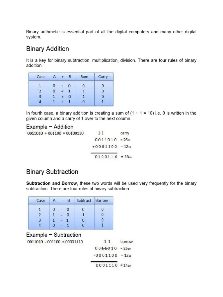Binary Arithmetic | PDF
