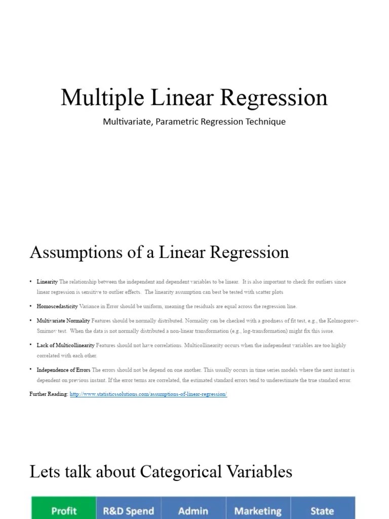 2. Multiple Linear Regression | PDF | Regression Analysis | Errors And ...