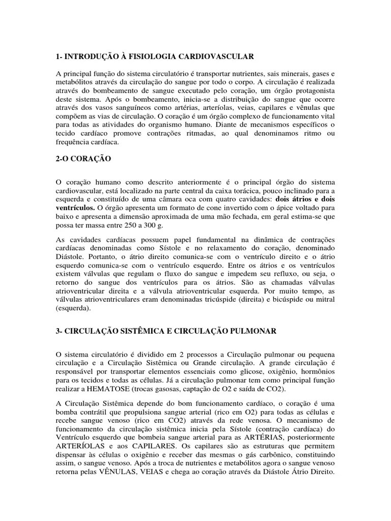 Anatomia E Fisiologia Cardiovascular | PDF | Coração | Sistema Circulatório