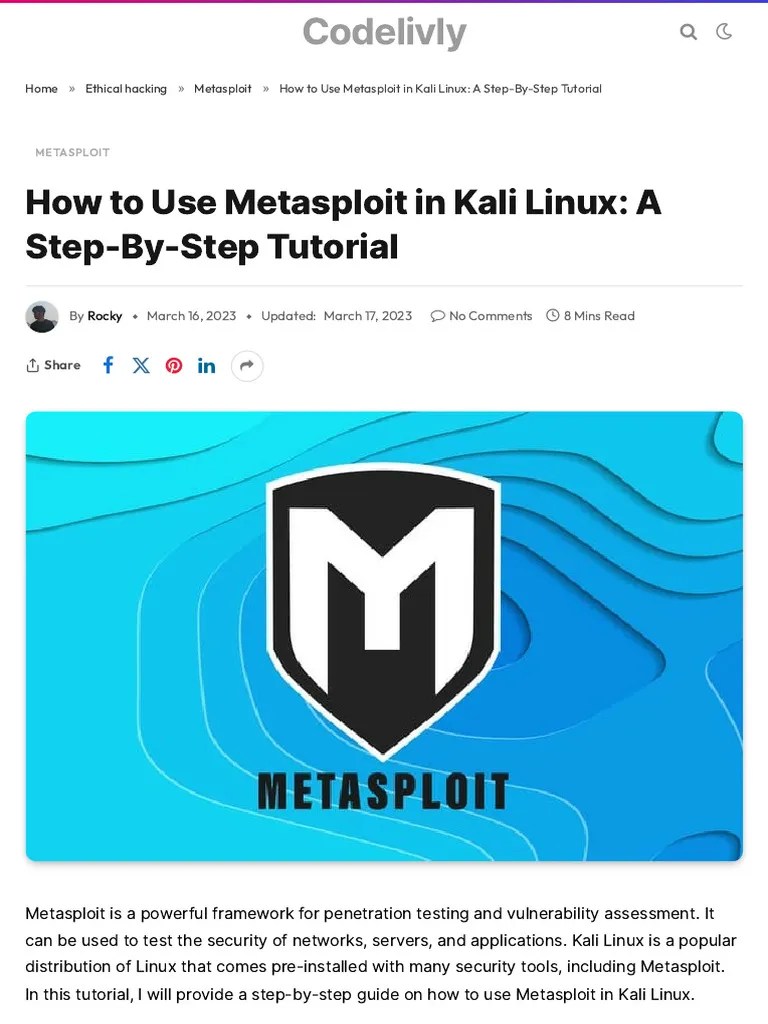 How To Use Metasploit In Kali Linux_ A Step-By-Step Tutorial - C | PDF ...