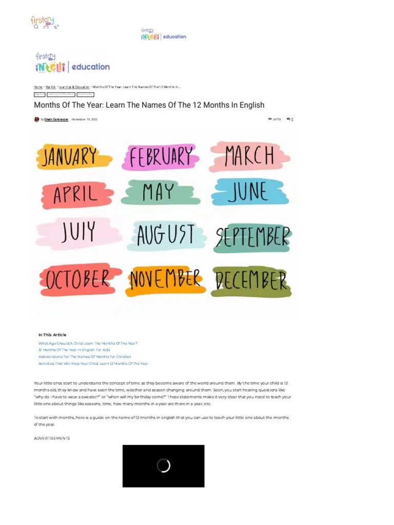 Months Of The Year_ Learn The Names Of The 12 Months In English | PDF