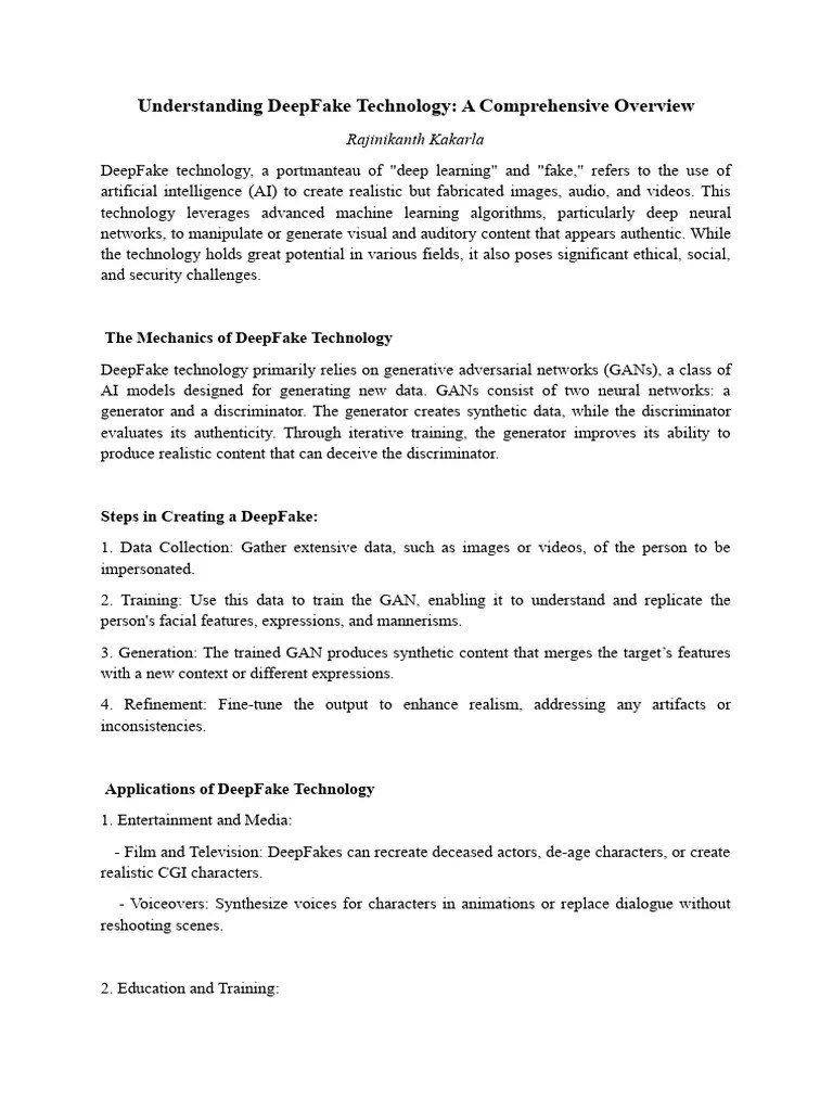 Understanding DeepFake Technology | Download Free PDF | Artificial ...